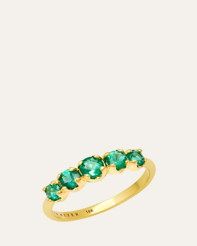 18K Yellow Gold Small Graduate Emerald Ring, Size